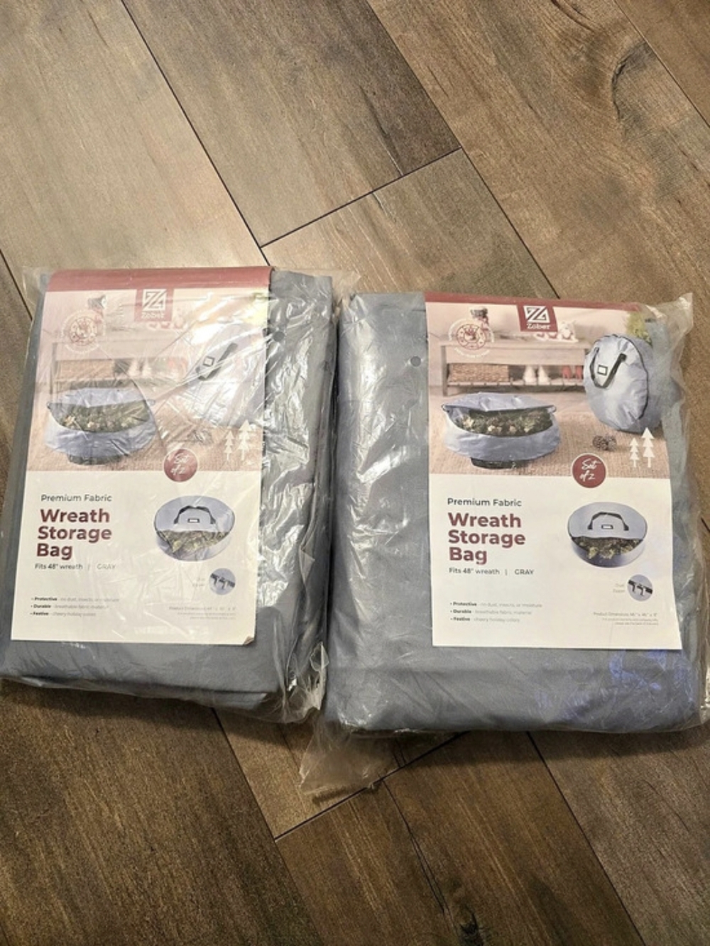 Zesthouse Premium Fabric Wreath Storage Bag Gray Wreath Storage Bags NWT